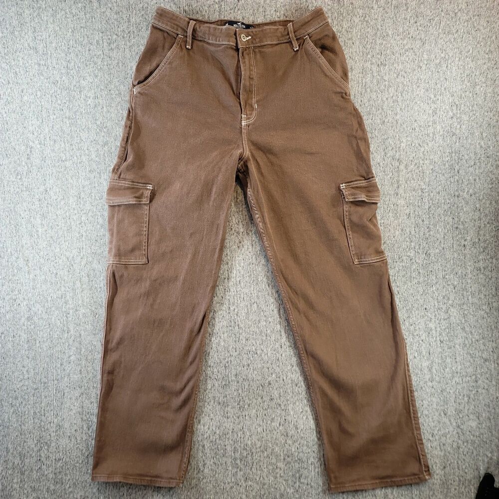 Hollister Ultra High Rise Dad Jean Womens 15R 32x31 Vtg Stretch Cargo Brown EUC